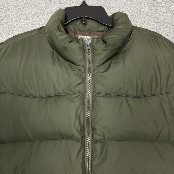 Old Navy Puffer Vest sz 2X Zipper Front Snap Pockets Down Fill outdoor Green - Picture 1 of 15